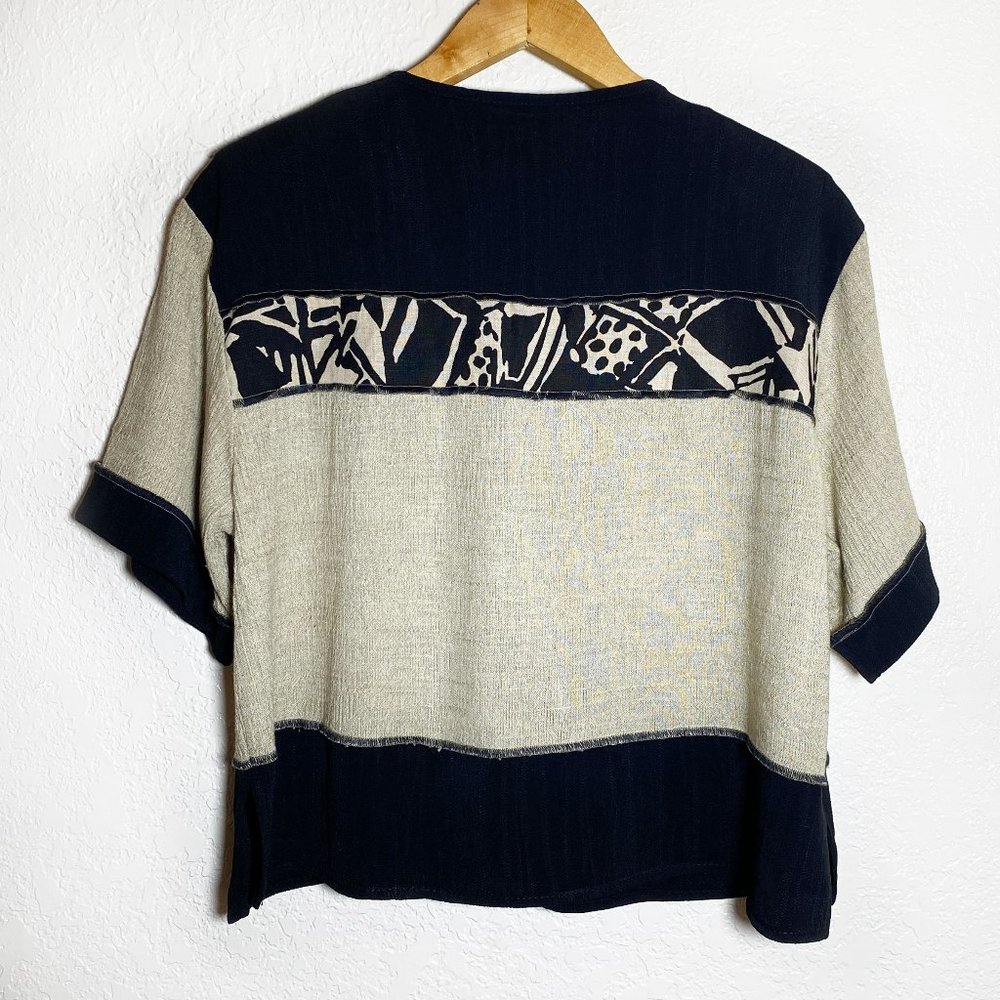 VINTAGE Spencer Alexis Patchwork Art Top Embroidered Shoulder Pads Size 12 - Picture 4 of 5